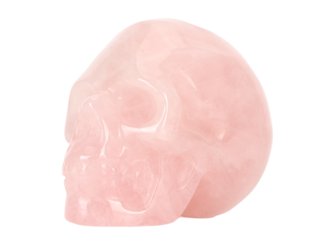 Cabeça de Crânio de Cristal Rosa 2 Polegadas Escultura em Cristal Miniatura para Meditação