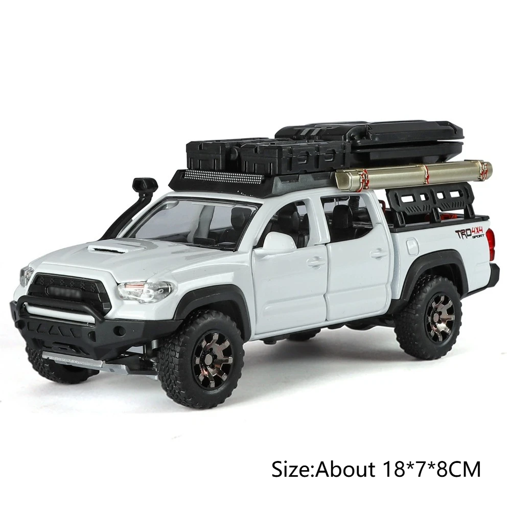 (tacoma Branco) Miniatura De Carro Em Escala 1:32 - Liga Metálica Fundida - Portas Que Abrem - Com Luzes E Efeitos Sonoros