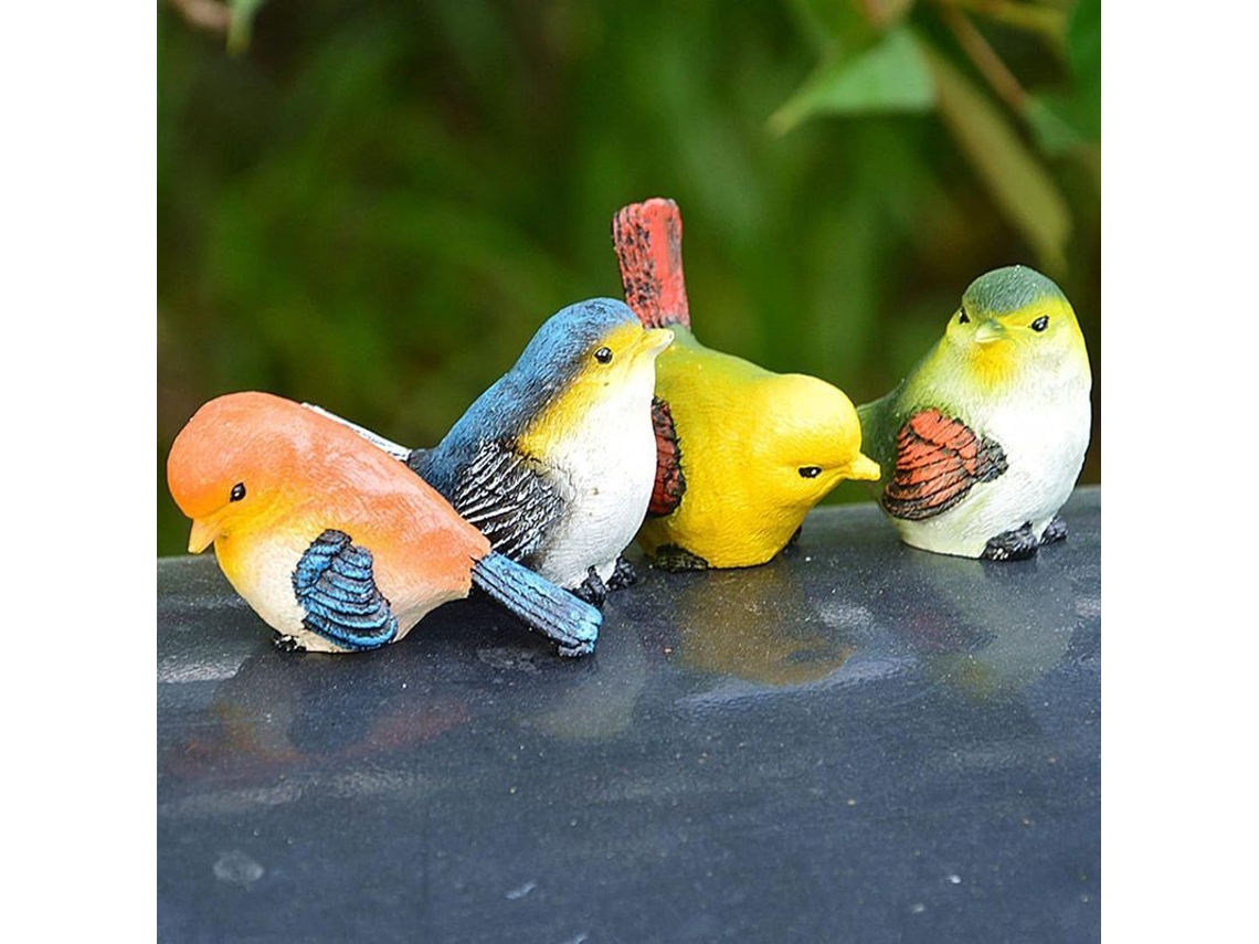 Figurinhas de Pássaros de Resina Nova Line, 4 peças, decoração de jardim | S/MARCA
