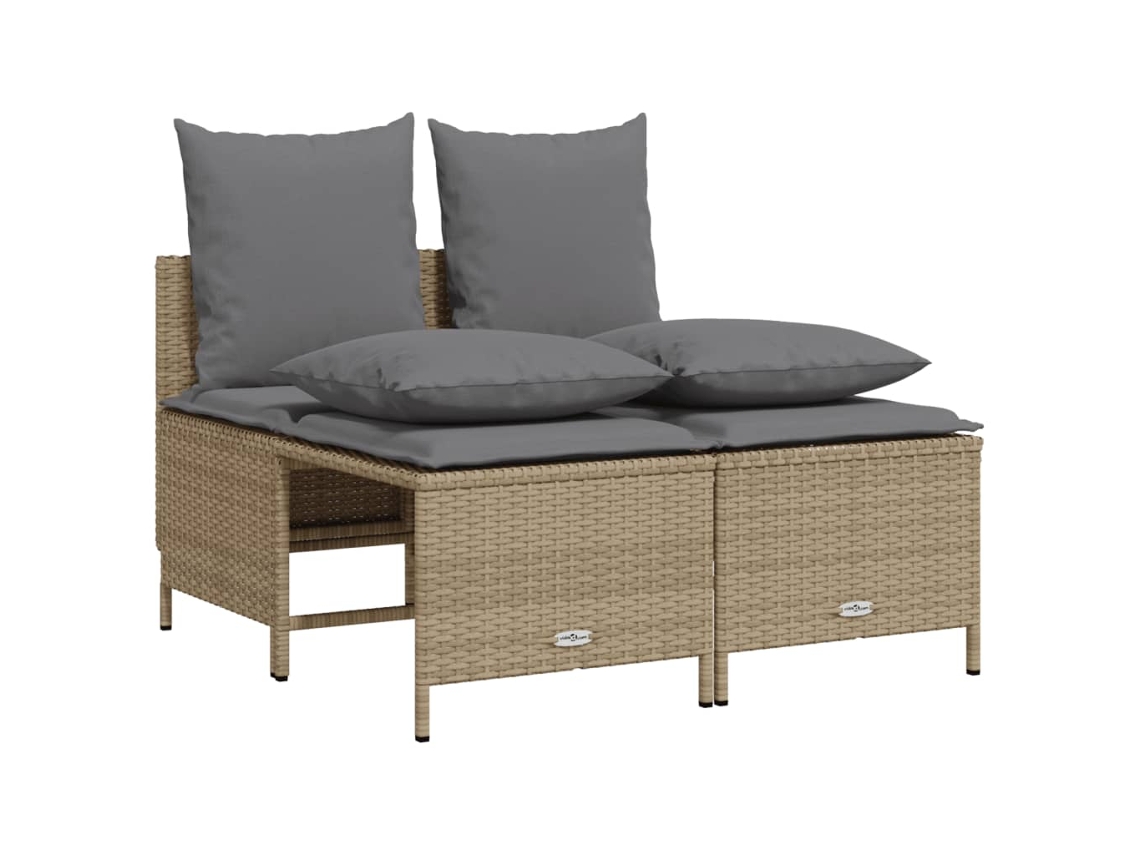Conjunto de 4 sofás de jardim com almofadões Vime Pe Bege MAISON EXCLUSIVE (4 peças)