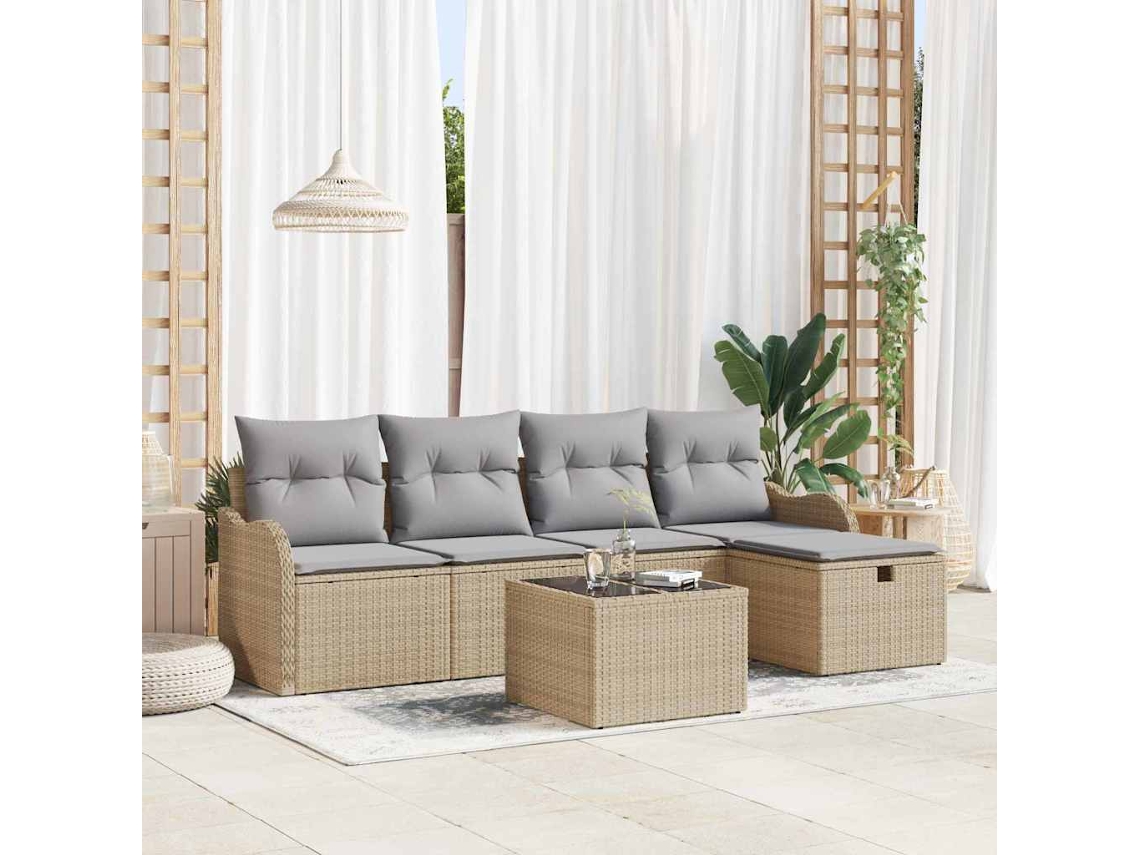 Vidaxl Conjunto De Sofá De Jardim 6 Unid. Rattan Sintético