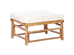 Otomana De Jardín Beliani Cerreto De Bambú Blanco 55x64x39