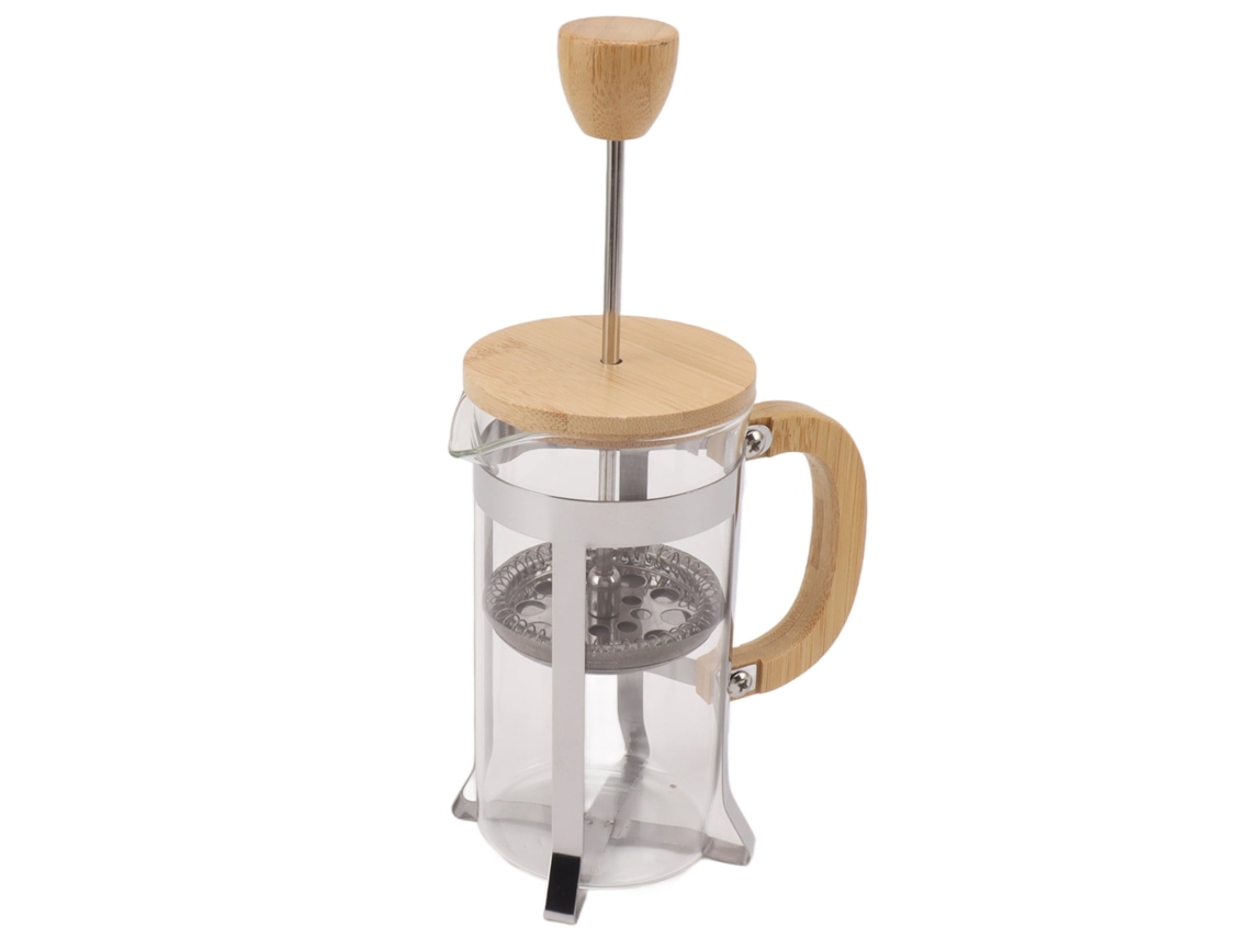 Eyf cafeteira de Prensa Francesa 350ml Vidro Borossilicato com Alça de Bambu
