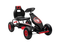 Kart com Pedal para Crianças de 5 a 12 Anos com Banco Ajustável e Rodas Infláveis. Vermelho Ge
