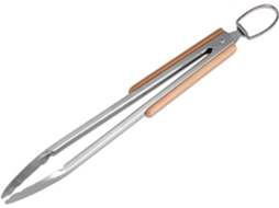 Pinça Para Churrasco De 35, 6cm Em Aço Inoxidável Com Cabo De Madeira, Antiderrapante, Ideal Para Cozinhar, Virar E