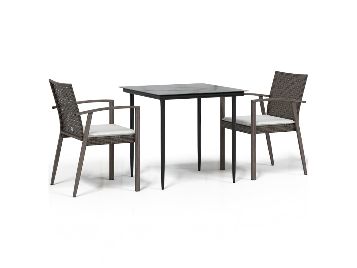Conjunto de 3 Jantar para Jardim com Almofadões Vime Pe e Aço MAISON EXCLUSIVE (3pcs)
