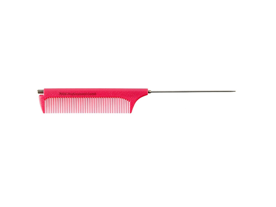 Pente de aço resistente com ponta de agulha, antiestático, para cabeleireiros e profissionais de beleza, cor rosa (2026).
