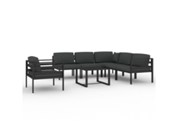 Conjunto de 7 Lounge Jardim com Almofadões em Alumínio Antracite MAISON EXCLUSIVE