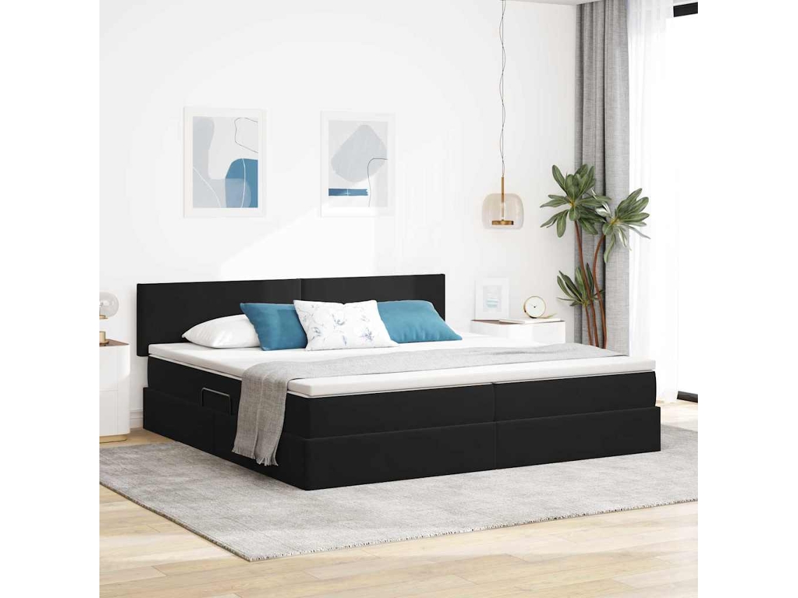 Vidaxl Cama Com Armazenamento Com Colchão Preto 200 X 200 Cm Veludo