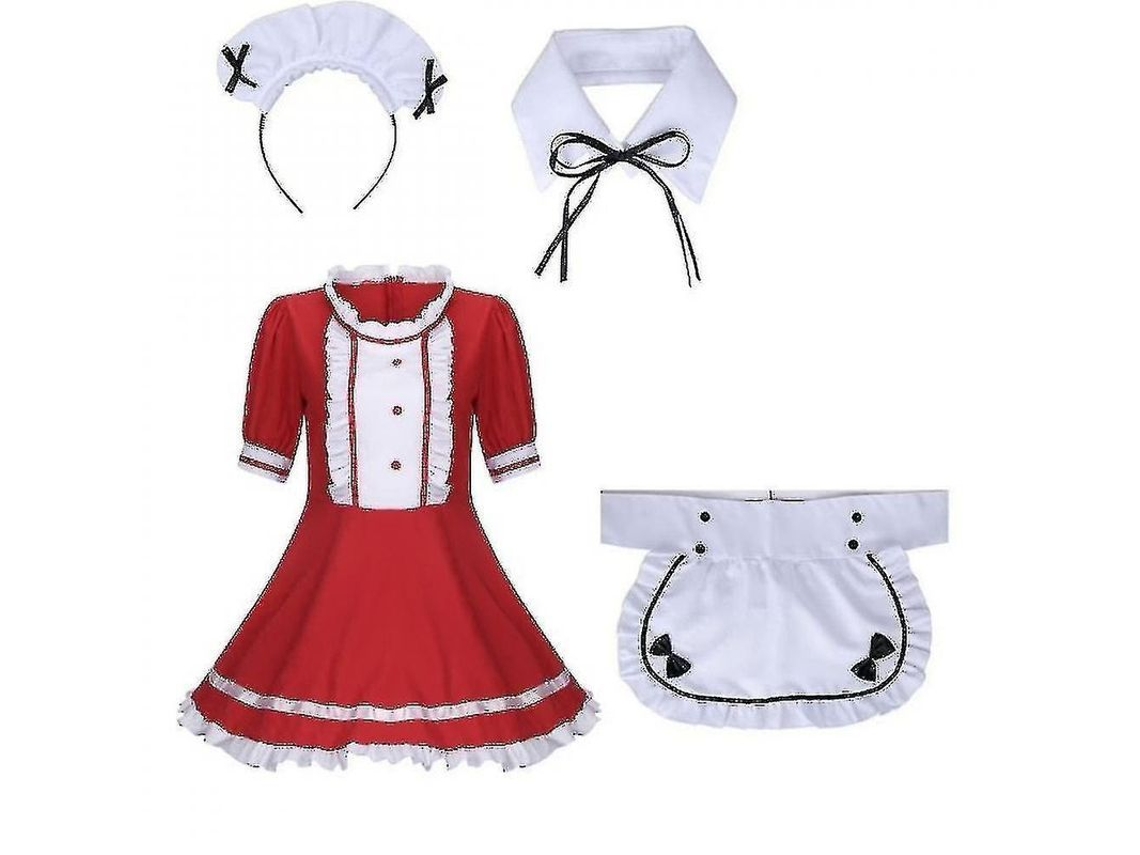 Traje de Criada Francesa Lolita para Mulher, Disfraz, Festa Halloween, Alta Qualidade, Edo4xl Vermelho MARCA