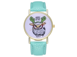 Relógio de pulso masculino elegante com pulseira de couro, estampa animal, ideal para presente.
