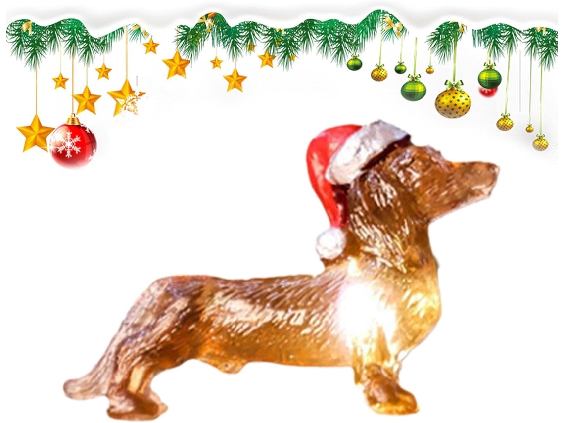 Enfeites De Natal Em Forma Dachshund Movidos A Bateria