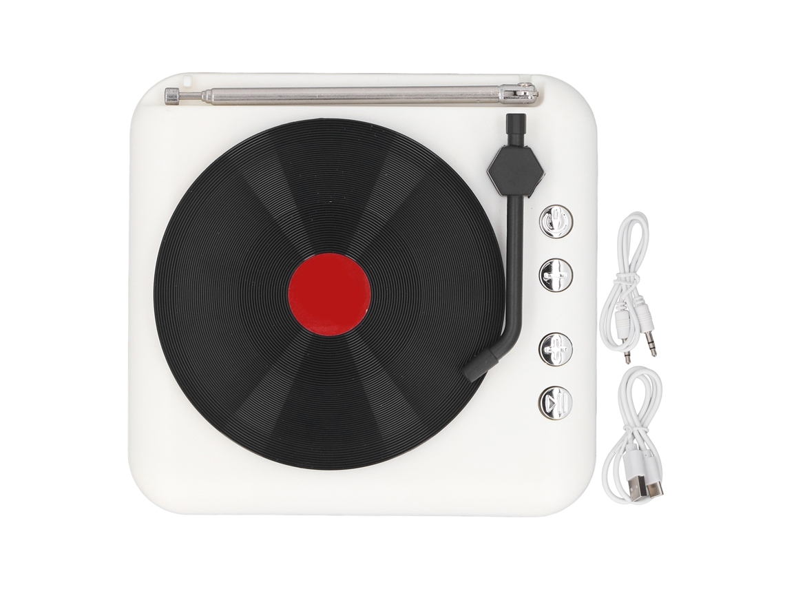 Mali caixa de Som Bt Vintage Mini Portátil Design Tocador de Vinil com Função Calmante Branco