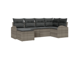 Conjunto 6 Conjunto De Sofá De Jardim Vidaxl Cinzento Vime Pe (234 X 124 X 85 Cm)