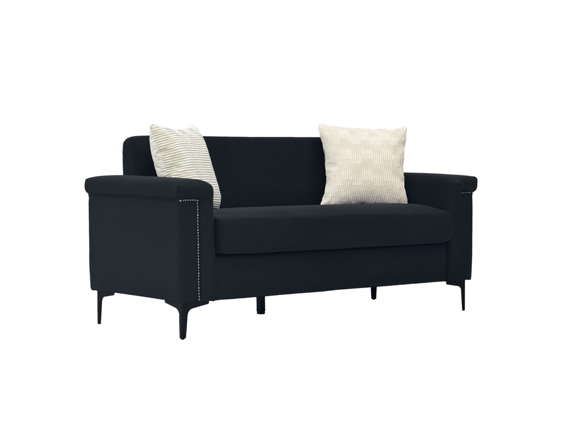 Sofá de veludo preto para sala, ideal como daybed ou poltrona relax, com espaço de armazenamento ORBITRA COMMERCE