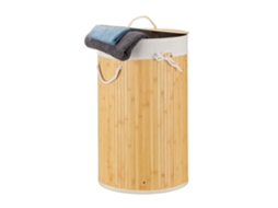 Cesto De Roupa Suja Redondo De Bambu Com Tampa