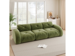 Sofá Modular 3 Lugares Sem Estrutura Em Chenille Macia, Verde
