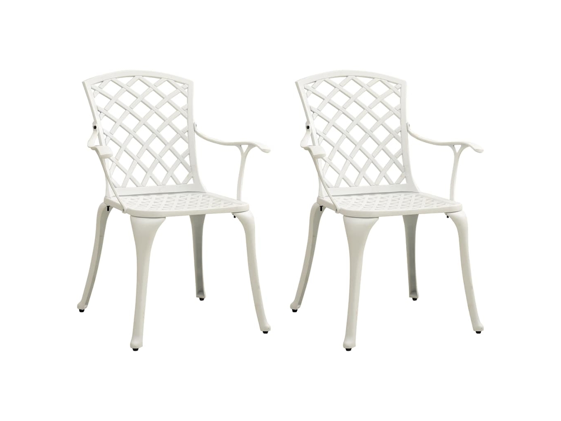 Vidaxl Cadeiras De Jardim 2 Pcs Alumínio Fundido Branco
