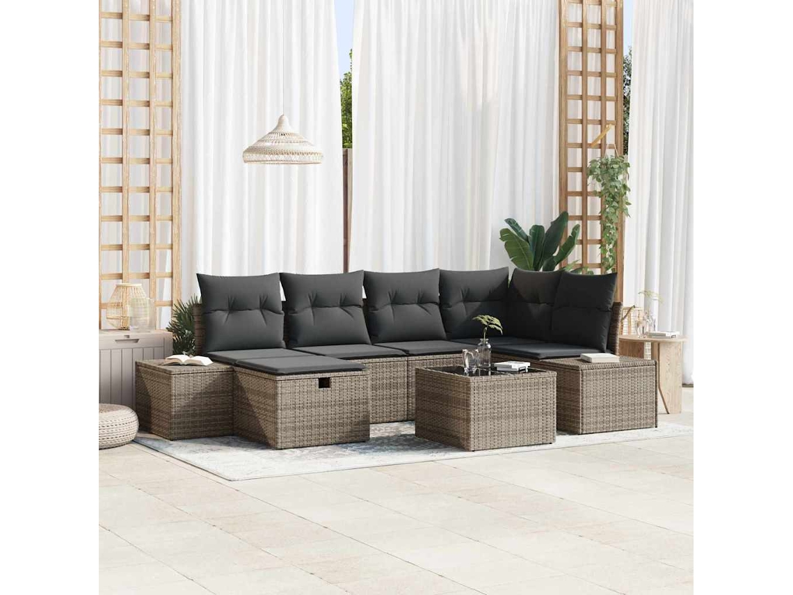 Vidaxl Conjunto De Sofás 7 Unid. Vime Pe