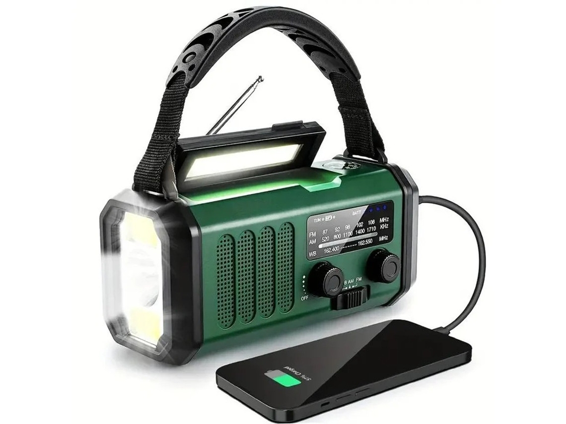 Rádio De Emergência De 10.000 Mah Rádio De Manivela Meteorológico Noaa Am/fm Yizhood (verde)