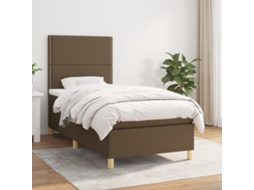 Vidaxl Cama Com Molas/colchão 90x190 Cm Tecido Castanho-escuro
