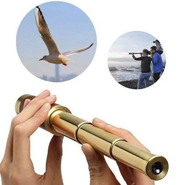 Telescópio Pirata de Latão 25x30, Binóculos com Zoom, Dobrável e Portátil BRILVIBERA