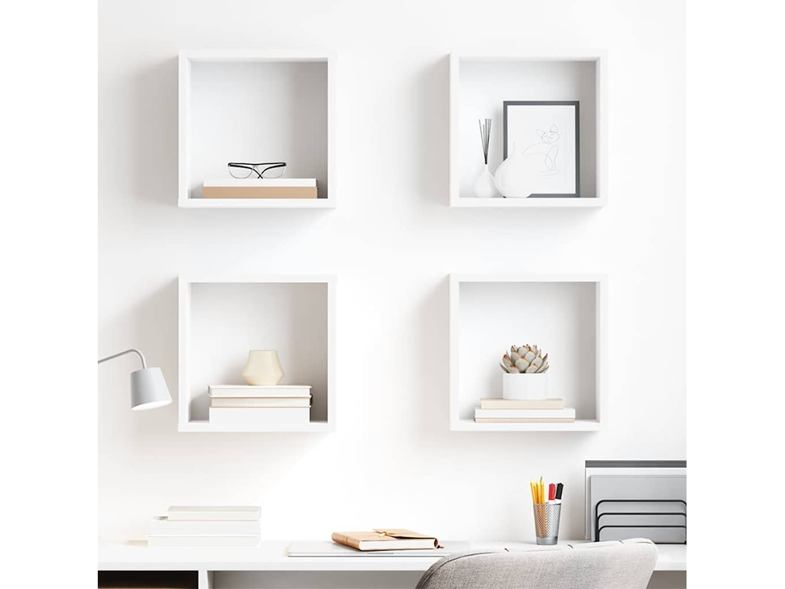 Vidaxl Prateleiras De Parede Em Forma De Cubo 4 Pcs 30x15x30cm Branco