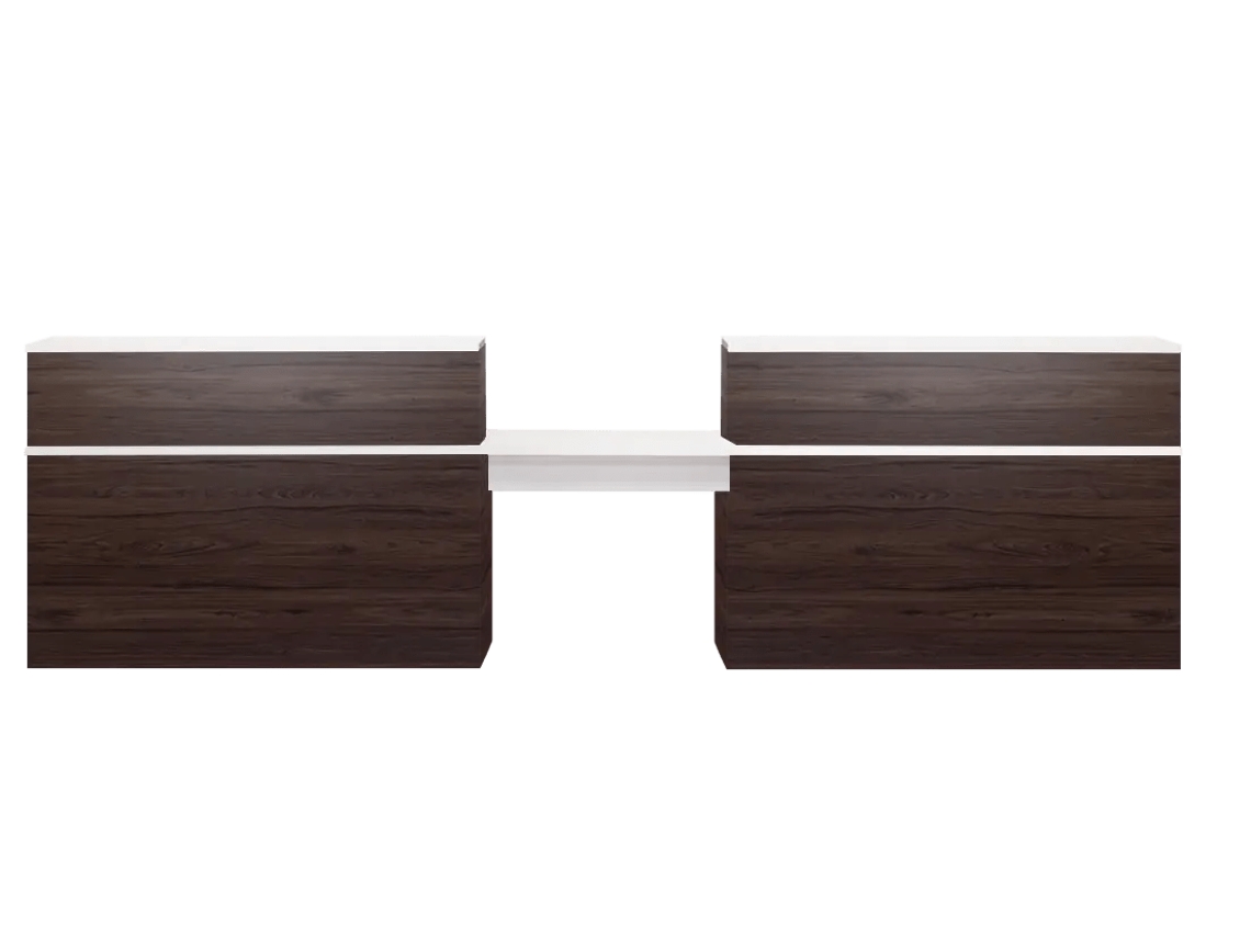 Balcão de Receção Apollo Duplo Adaptado para Pessoas com Deficiência OFILIKE (180+60+180 cm - Noz)