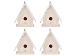 4pcs Casa de Pássaro de Madeira Mini Pendurada Ninho para Jardim S/MARCA