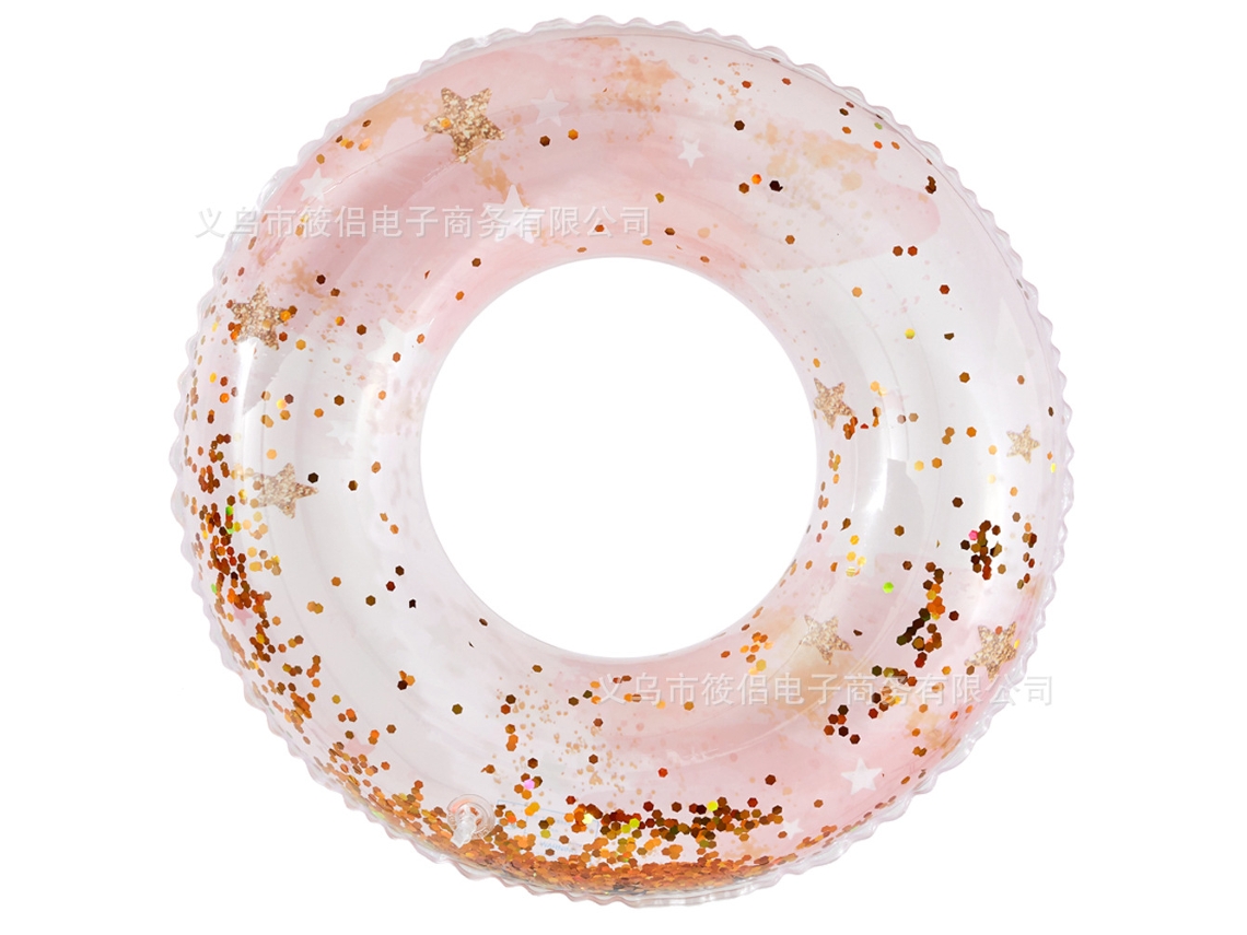 Boia Inflável Infantil para Piscina, Retrô Listrada em Pvc com Lantejoulas Rosa AQUAFORGE