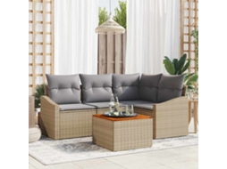 Vidaxl Conjunto De Sofá De Jardim 5 Pcs Bege E Cinza Claro Vime Pe