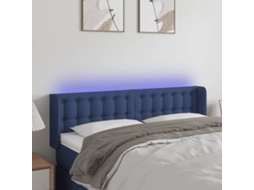 Vidaxl Cabeceira De Cama C/ Luzes Led Tecido 147x16x78/88 Cm Azul