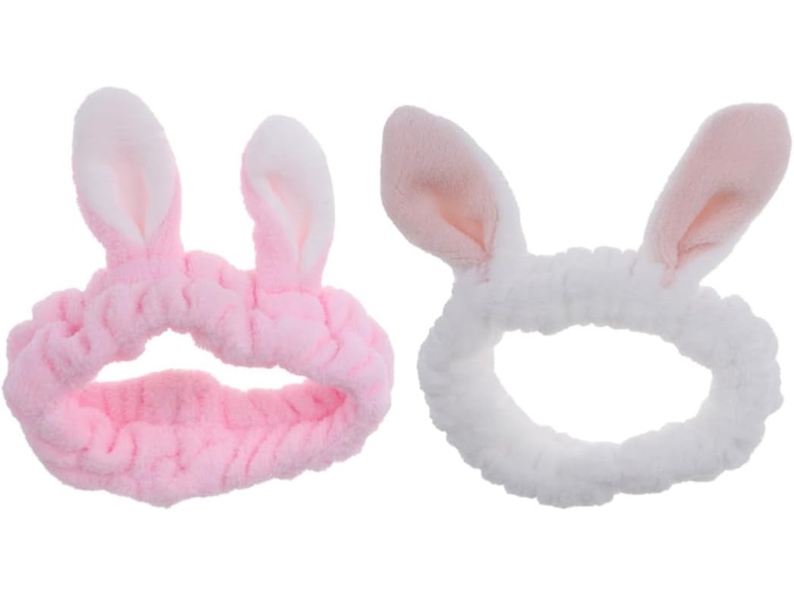 Conjunto de 2 faixas de cabelo com orelhas de pente para maquiagem, spa e manutenção.