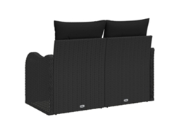 Conjunto 1 Sofá De Jardim Vidaxl Preto Vime Pe (121 X 62 X 69cm)