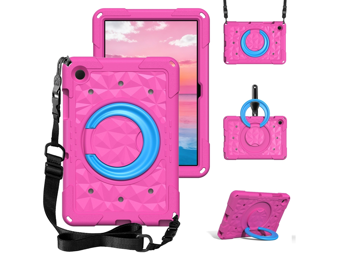 Tressino Capa Tablet Para Samsung Galaxy Tab A11 Plus 11 Polegadas (2025) Resistente A Quedas Com Suporte Giratório De 360 ​​graus, Rosa Vermelha