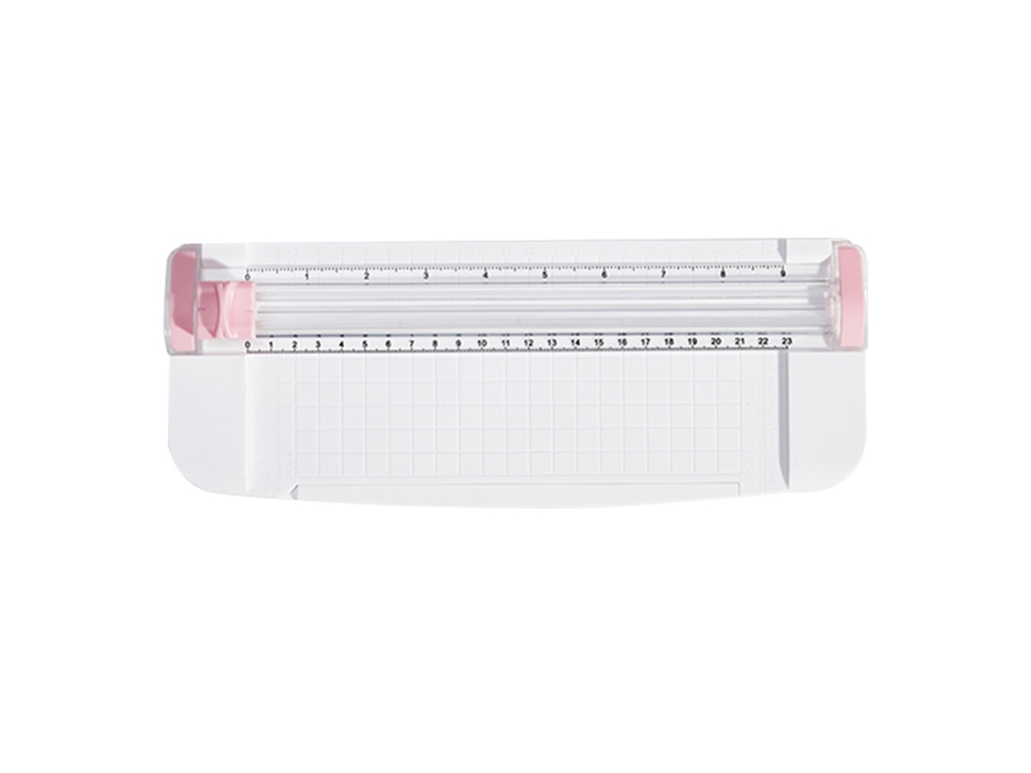 Jielisi Mini A5 Cortador de Papel Máquina de Corte de Papel de Mesa com Cabeça de Corte de Segurança Régua Lateral Auxiliar para Papel Artes Rosa