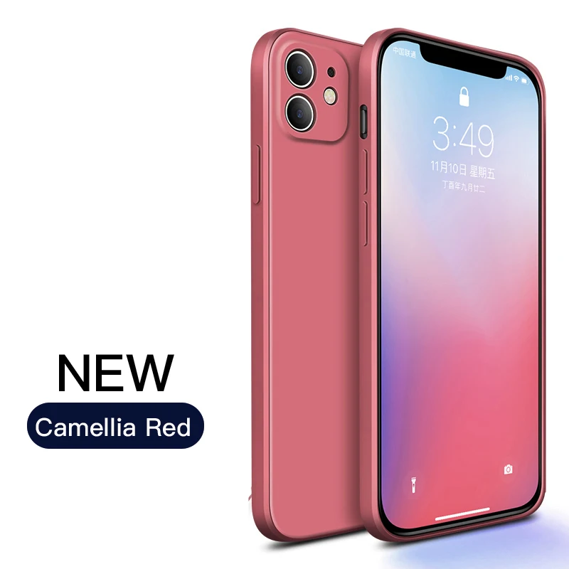Capa Quadrada De Silicone Líquido Macio (vermelha Para Iphone 12 Pro)