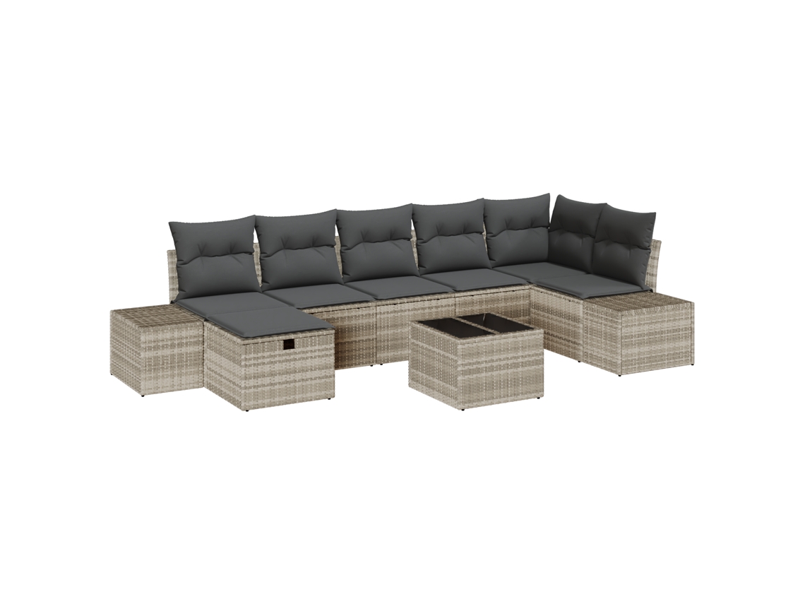 Conjunto 8 Móveis Para Exterior Vidaxl Cinzento-claro Vime Pe (319 X 154 X 85 Cm)