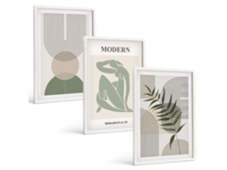Quadros Decorativos Para Parede Gráficos Elegantes De Plantas Moldura Branca Pinturas De Quarto Espelharte (3 Piezas De 40x60 Cm)