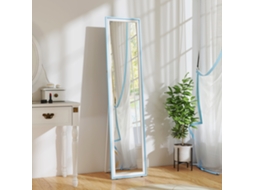 Espelho De Pé 157x37 Cm Com Moldura Em Mdf Espelho De Parede Retangular Com 2 Formas De Utilização Branco E Azul