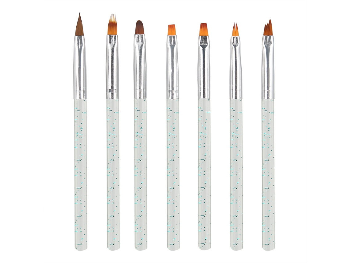 7pcs Pincéis De Gel Uv Para Unhas - Ferramentas De Pintura, Desenho E Pontilhado Para Manicure Diy - Verde