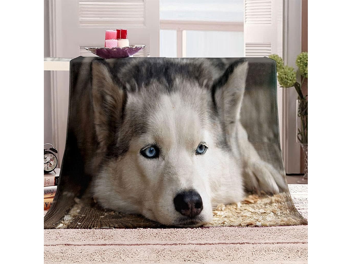 Manta Estampa Animal com Cachorro em Microfibra 150x180cm