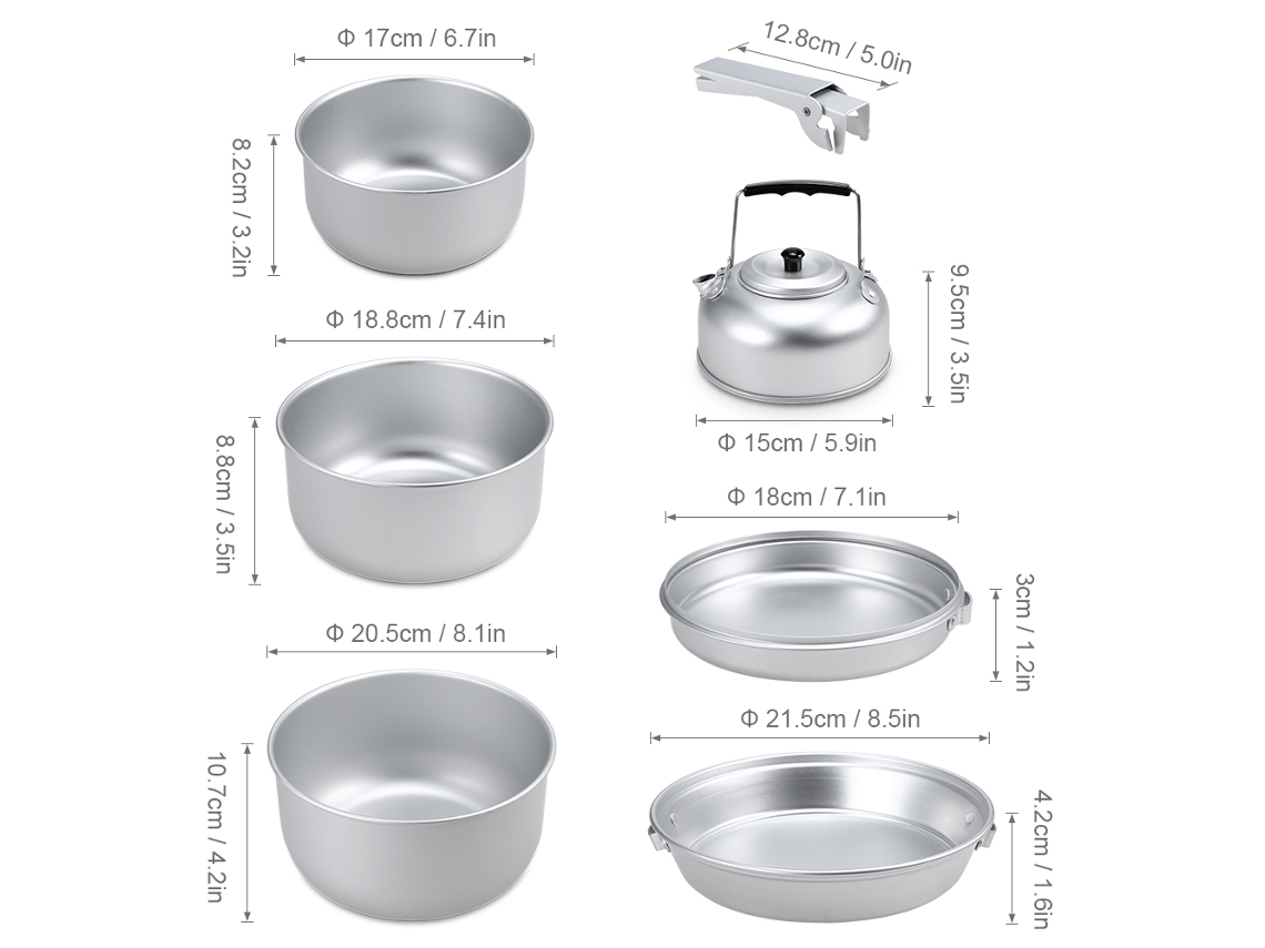 Conjunto de Panelas Leve para Camping com Kettle