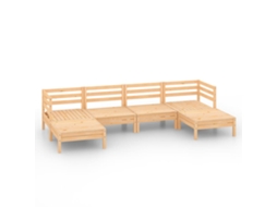 6 Pcs Conjunto Lounge de Jardim Pinho Maciço MAISON EXCLUSIVE