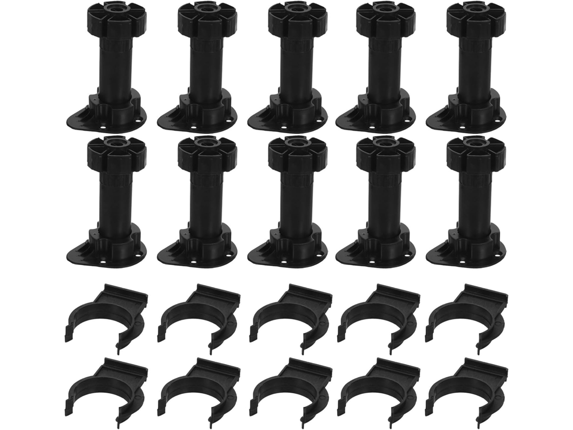 Ukcoco Clips De Nivelamento Ajustáveis Rodapé Armário Cozinha, Conjunto Com 10-unidades, Plástico Pp Preto