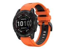 Lurelia Garmin Fenix 7 Sapphire Solar Pulseira De Silicone 22mm Laranja Preto