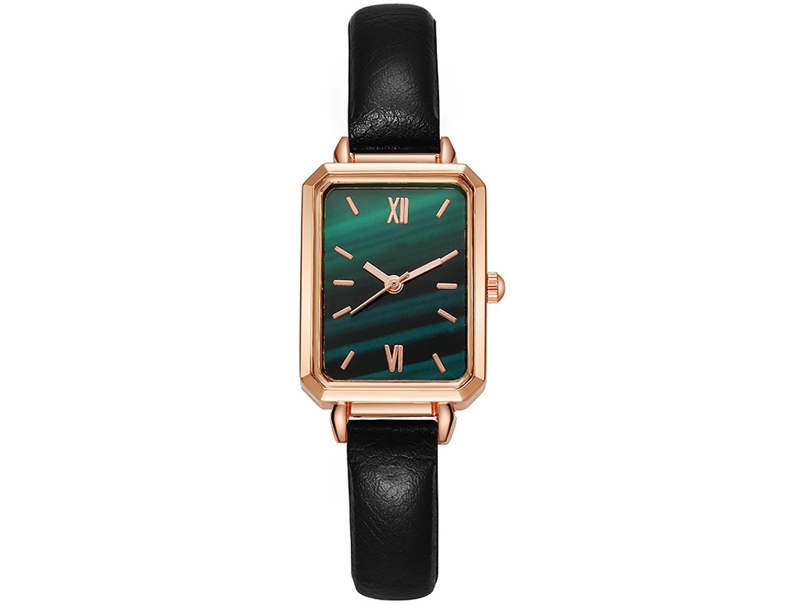 Relógio de Pulso Feminino Retangular Vintage Simples Estilo Elegante de Aço Inoxidável Verde