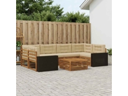 Vidaxl Conjunto De Sofás Para Exterior 7 Unid. Natural E Bege