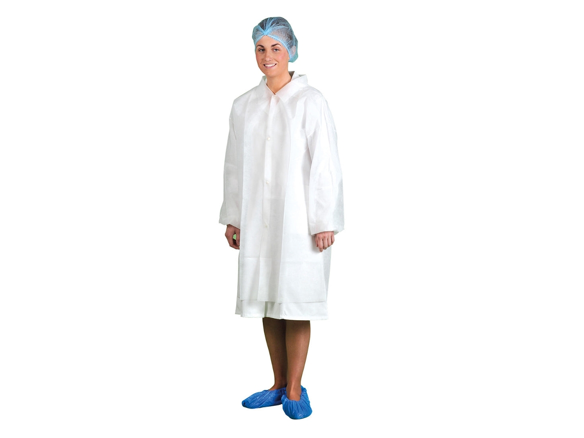 Bata Descartável Pp Para Visitantes Pacote De 200 / Branco / M Portwest