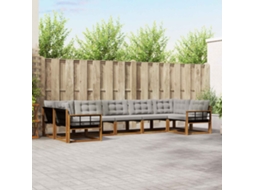 Vidaxl Conjunto De Sofás Para Exterior 7 Pcs Cinza Natural E Claro